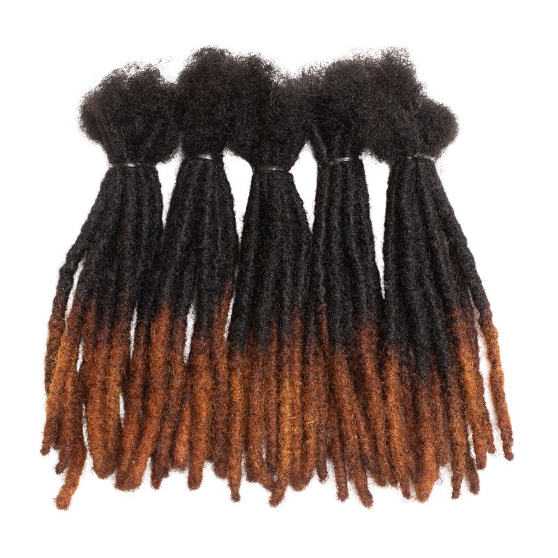 100 Regular Locs In Color 1B/Honey - Closed Tips, 100% Human Dreadlocks Hair Extensions