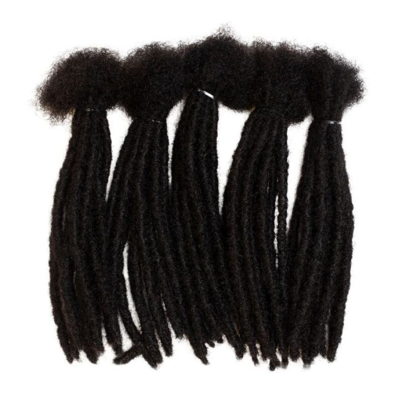 50 Regular Locs In Color 1B - Closed Tips, 100% Human Dreadlocks Hair Extensions