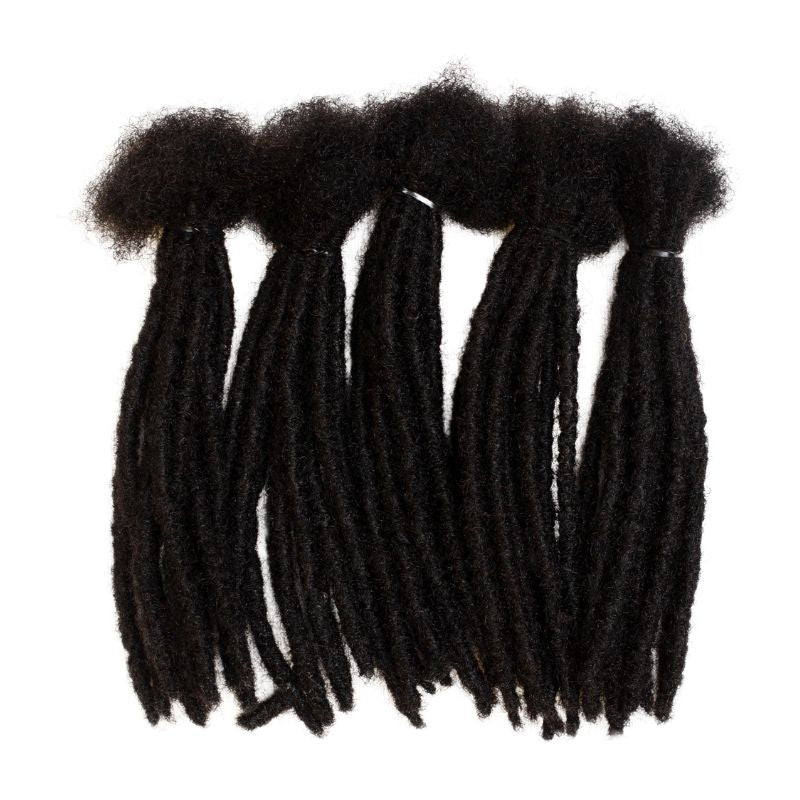 50 Regular Locs In Color 1B - Closed Tips, 100% Human Dreadlocks Hair Extensions