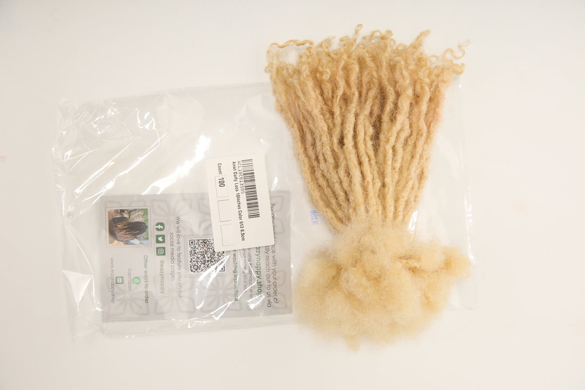130 Anwi Curly Locs – #613 and #27 Color, 100% Human Hair