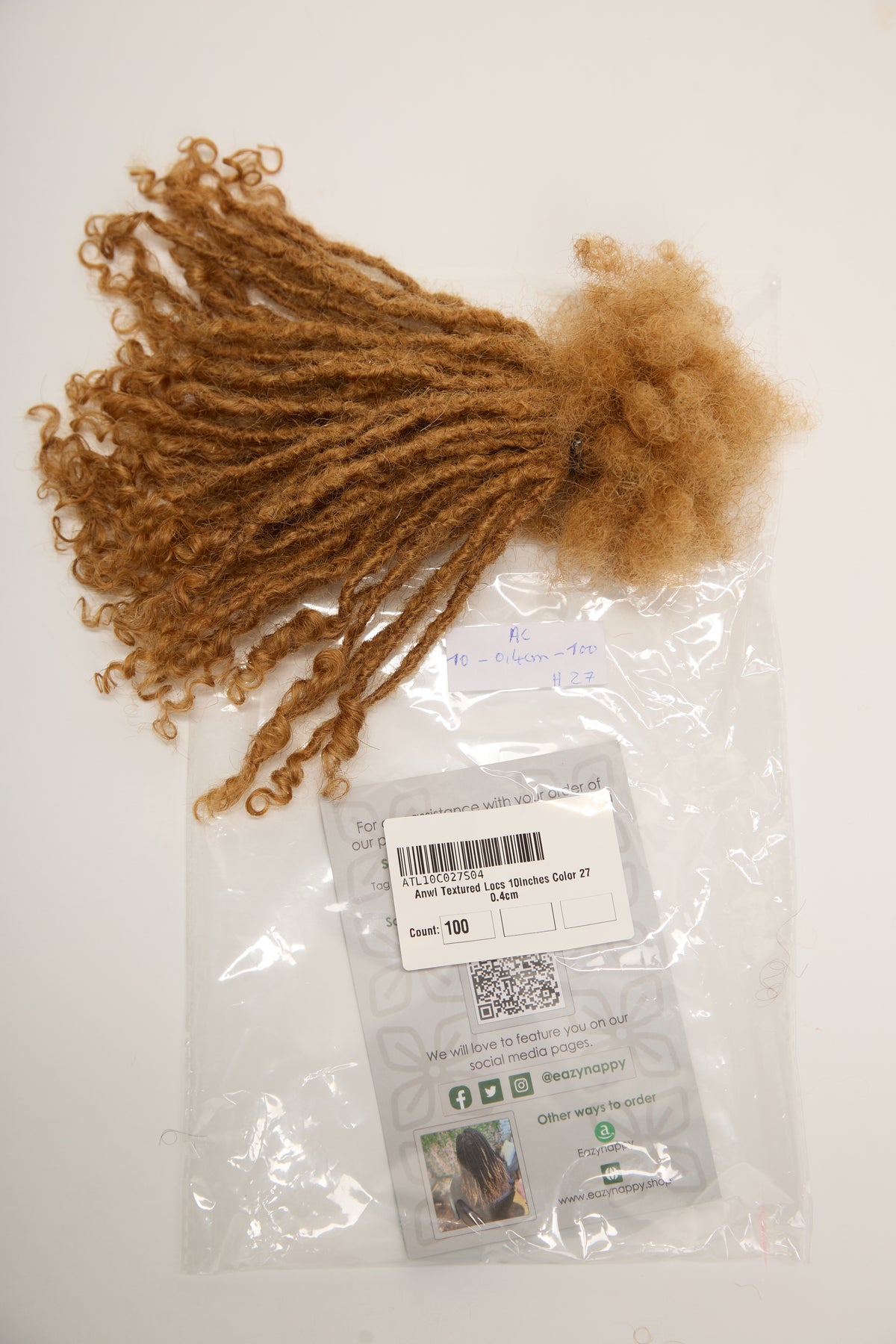 130 Anwi Curly Locs – #613 and #27 Color, 100% Human Hair