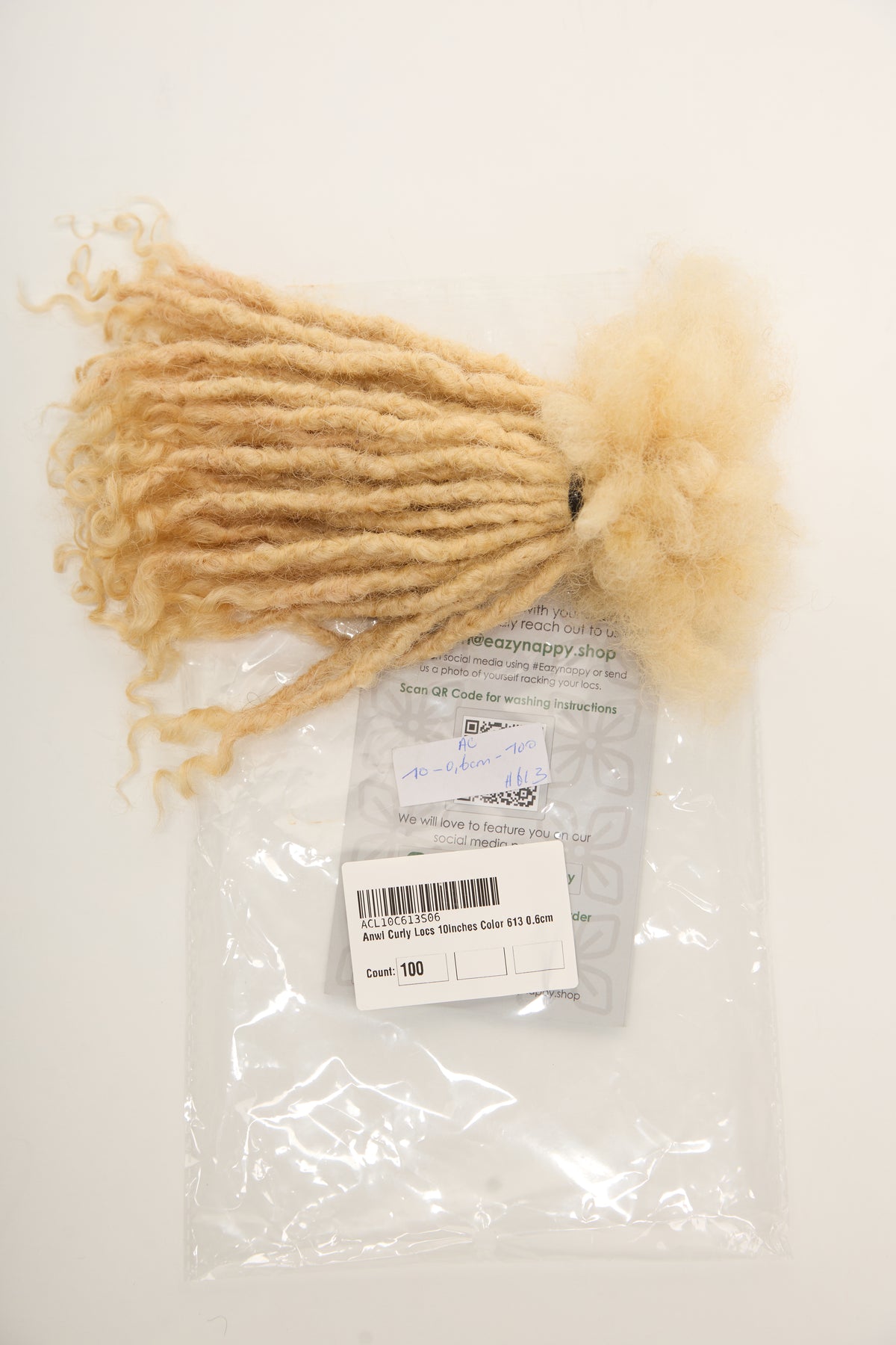 130 Anwi Curly Locs – #613 and #27 Color, 100% Human Hair