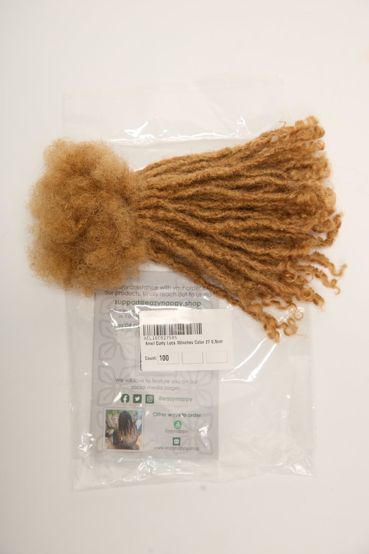 130 Anwi Curly Locs – #613 and #27 Color, 100% Human Hair